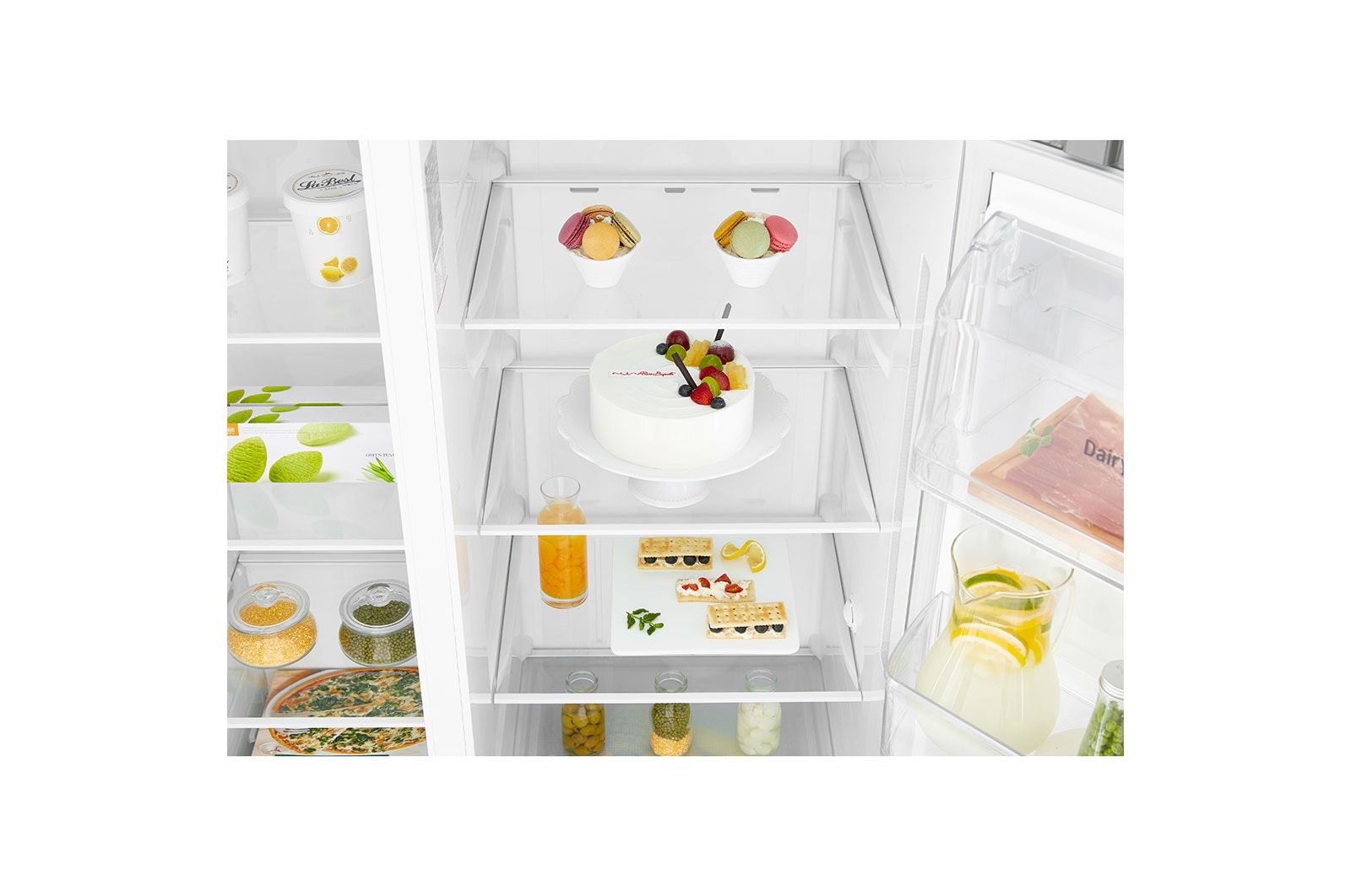 LG 625L Side by Side (Shiny Steel) - Energiklasse F, Vand-/isdispenser med vandtilkobling og Smart Diagnosis™ , GSL480PZXV