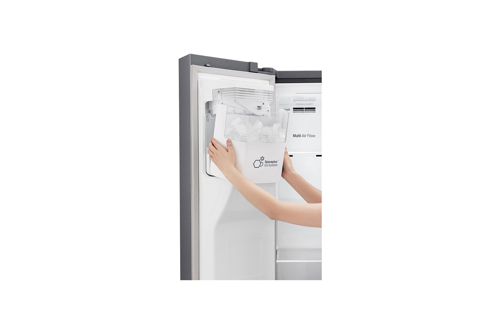 LG 625L Side by Side (Shiny Steel) - Energiklasse F, Vand-/isdispenser med vandtilkobling og Smart Diagnosis™ , GSL480PZXV