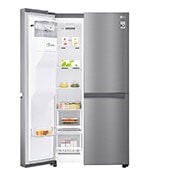 LG 625L Side by Side (Shiny Steel) - Energiklasse F, Vand-/isdispenser med vandtilkobling og Smart Diagnosis™ , GSL480PZXV