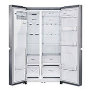LG 625L Side by Side (Shiny Steel) - Energiklasse F, Vand-/isdispenser med vandtilkobling og Smart Diagnosis™ , GSL480PZXV
