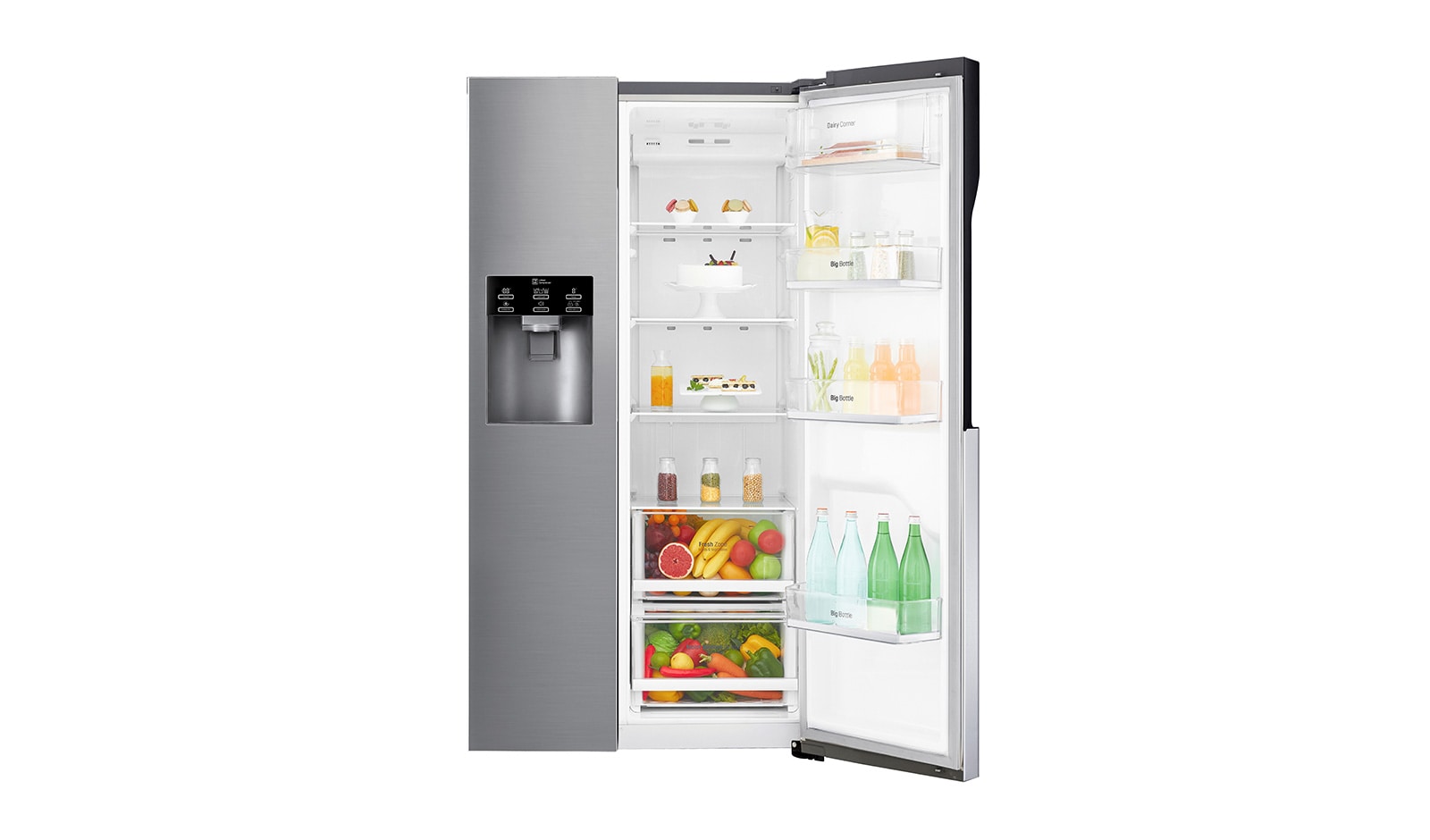 LG 606L Side by Side (Shiny Steel) - Is og vand dispenser Energiklasse F Plumbing, Smart Diagnosis™, GSL560PZXV