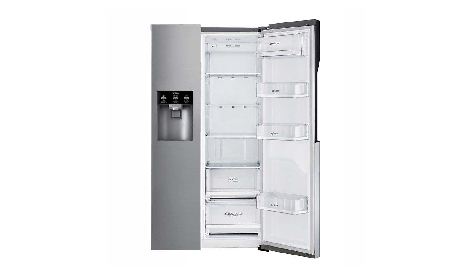 LG 606L Side by Side (Shiny Steel) - Is og vand dispenser Energiklasse F Plumbing, Smart Diagnosis™, GSL560PZXV