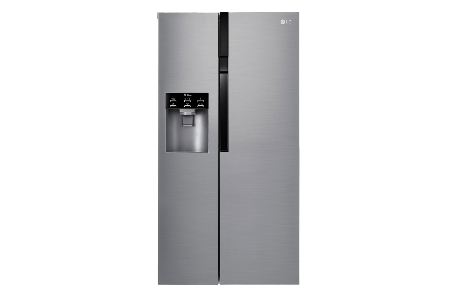 Visning forfra af 606L Side by Side (Shiny Steel) - Is og vand dispenser Energiklasse F Non Plumbing, Smart Diagnosis™ GSL561PZUZ