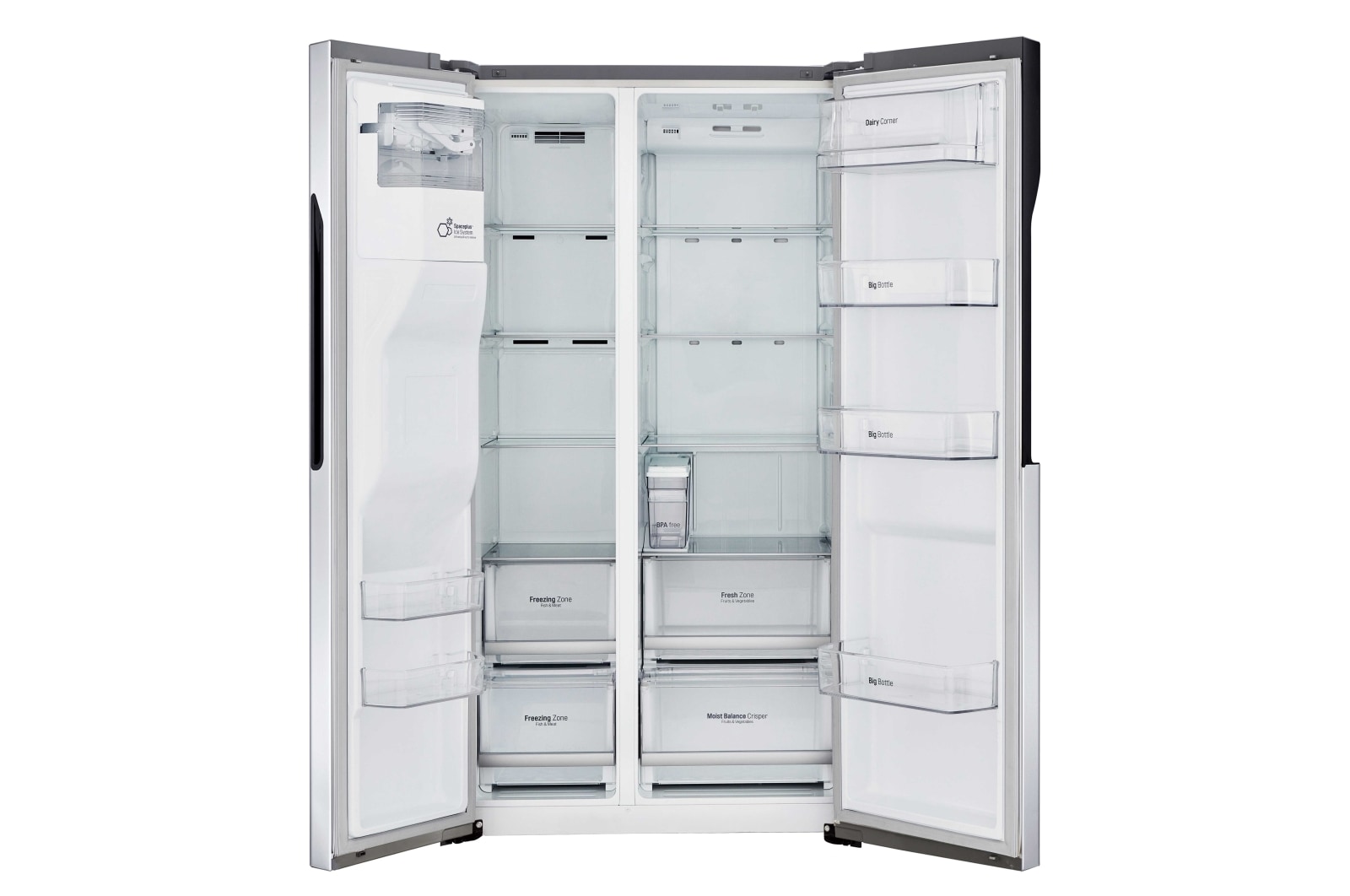 LG 606L Side by Side (Shiny Steel) - Is og vand dispenser Energiklasse F Non Plumbing, Smart Diagnosis™, GSL561PZUZ