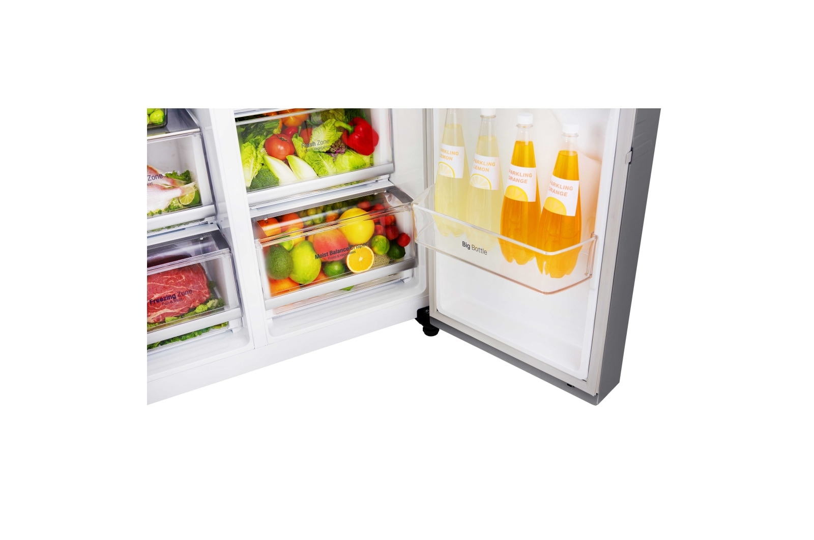 LG 606L Side by Side (Shiny Steel) - Is og vand dispenser Energiklasse F Non Plumbing, Smart Diagnosis™, GSL561PZUZ