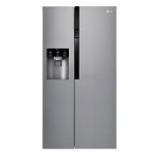 Visning forfra af 606L Side by Side (Shiny Steel) - Is og vand dispenser Energiklasse F Non Plumbing, Smart Diagnosis™ GSL561PZUZ