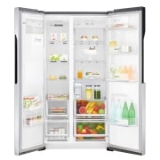 LG 606L Side by Side (Shiny Steel) - Is og vand dispenser Energiklasse F Non Plumbing, Smart Diagnosis™, GSL561PZUZ