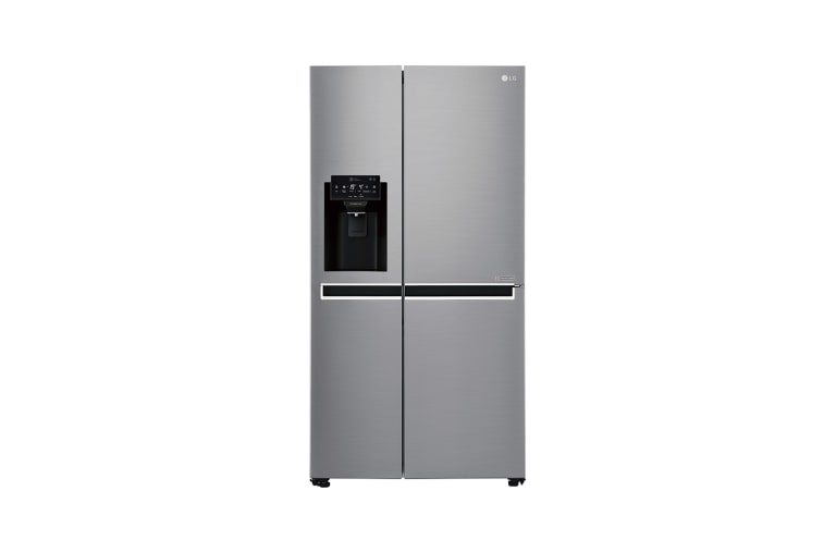 Visning forfra af 625L Side by Side (Shiny Steel) Energiklasse F, Vand-/isdispenser med vandtilkobling, Smart Diagnosis™ med Wi-Fi GSL760PZXV
