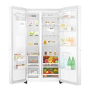 LG 625L Side by Side (Hvid) - Is og vand dispenser Energiklasse F Vand-/isdispenser med vandtilkobling, Smart Diagnosis™ med wifi, GSL760SWXV