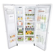 LG 625L Side by Side (Hvid) - Is og vand dispenser Energiklasse F Vand-/isdispenser med vandtilkobling, Smart Diagnosis™ med wifi, GSL760SWXV