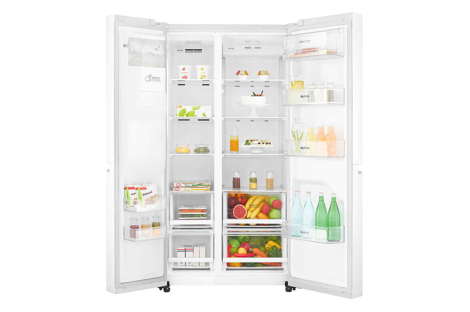 LG 625L Side by Side (Hvid) - Is og vand dispenser Energiklasse F Vand-/isdispenser med vandtilkobling, Smart Diagnosis™ med wifi, GSL760SWXV
