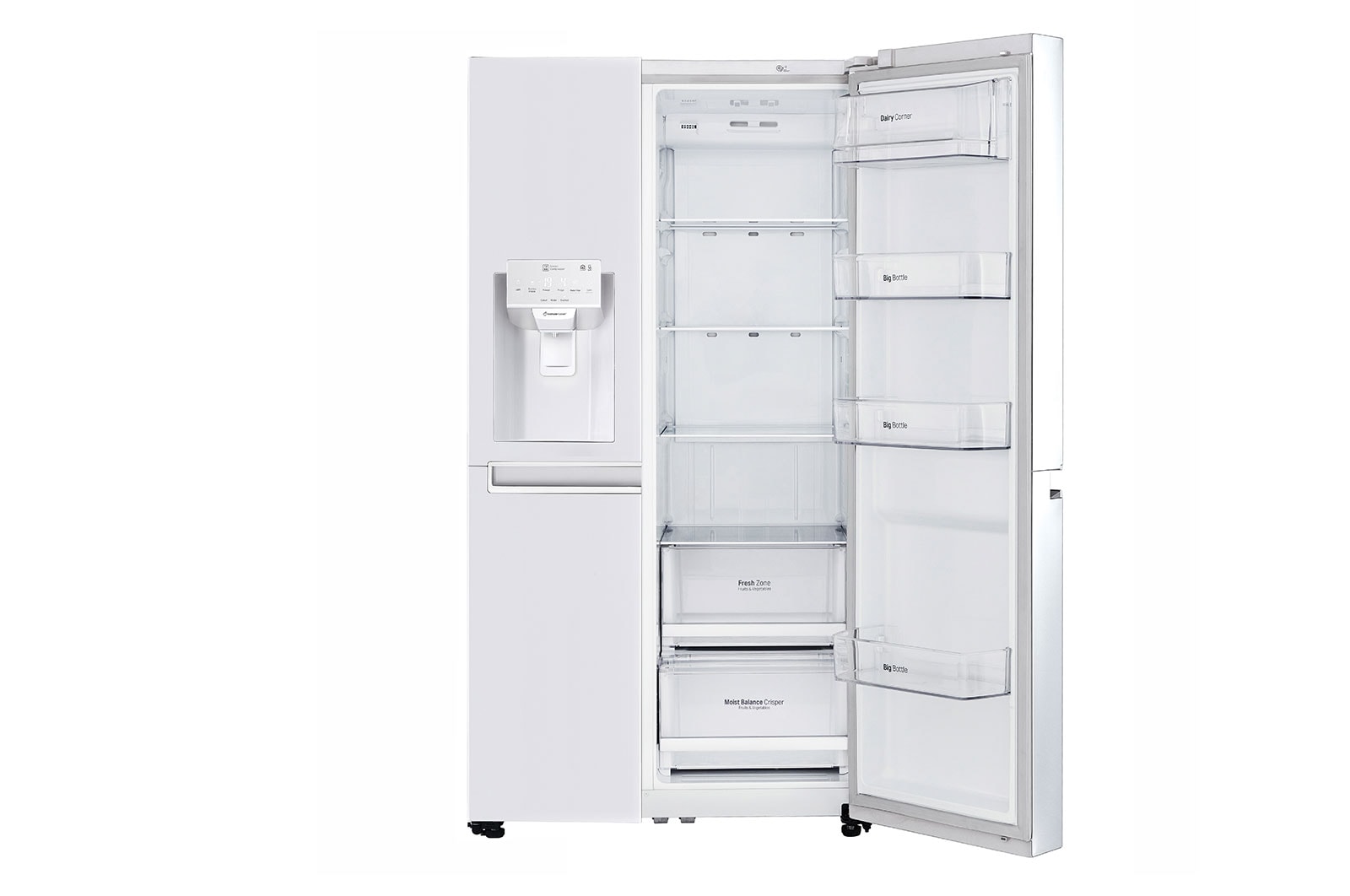LG 625L Side by Side (Hvid) - Is og vand dispenser Energiklasse F Vand-/isdispenser med vandtilkobling, Smart Diagnosis™ med wifi, GSL760SWXV