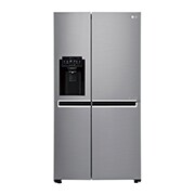 Visning forfra af 625L Side by Side (Shiny Steel) - Is og vand dispenser Energiklasse F Vand-/isdispenser uden vandtilkobling, Smart Diagnosis™ med Wi-Fi GSL761PZUZ