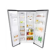 LG 625L Side by Side (Shiny Steel) - Is og vand dispenser Energiklasse F Vand-/isdispenser uden vandtilkobling, Smart Diagnosis™ med Wi-Fi, GSL761PZUZ