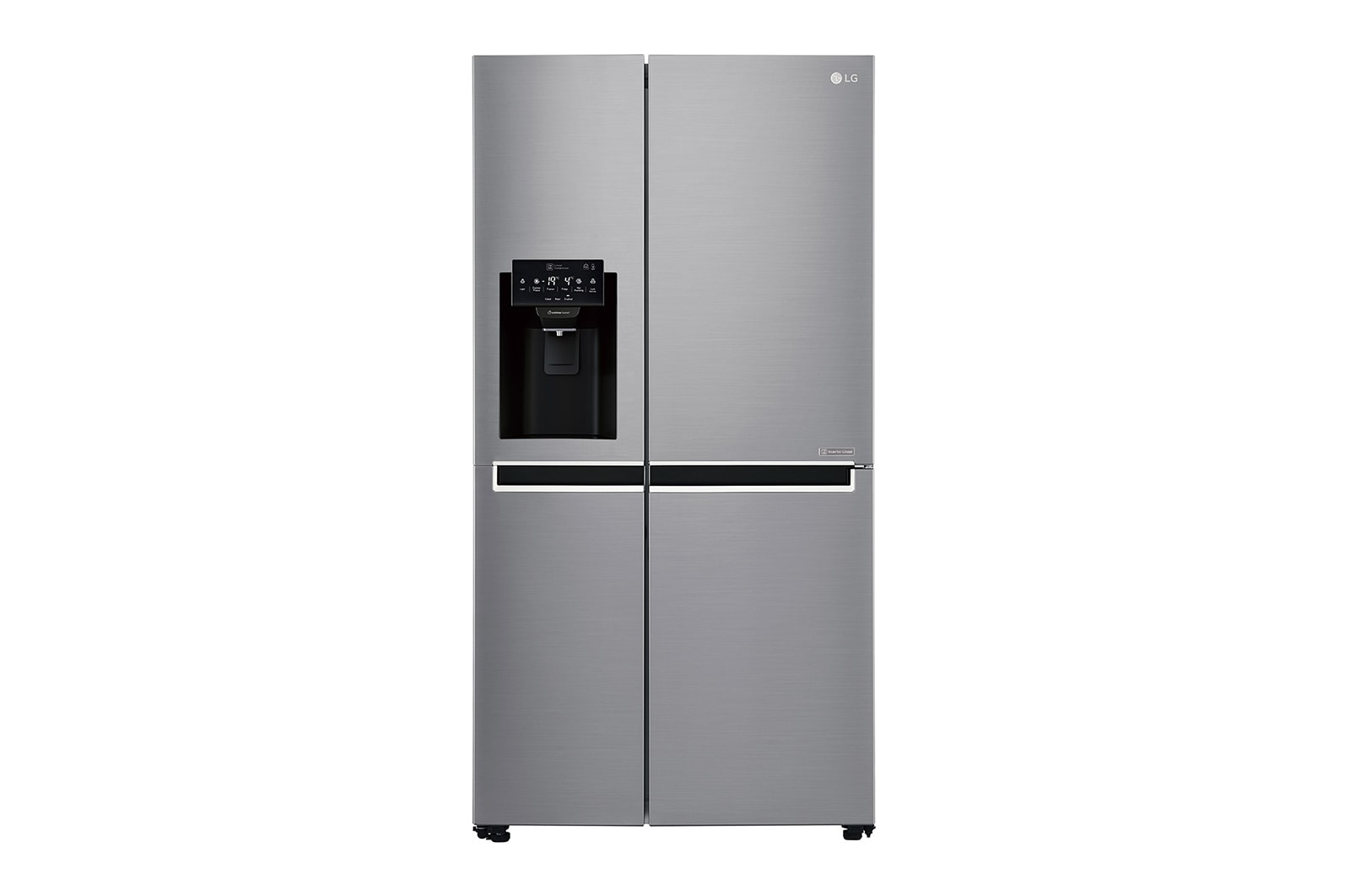 Visning forfra af 625L Side by Side (Shiny Steel) - Is og vand dispenser Energiklasse F Vand-/isdispenser uden vandtilkobling, Smart Diagnosis™ med Wi-Fi GSL761PZUZ