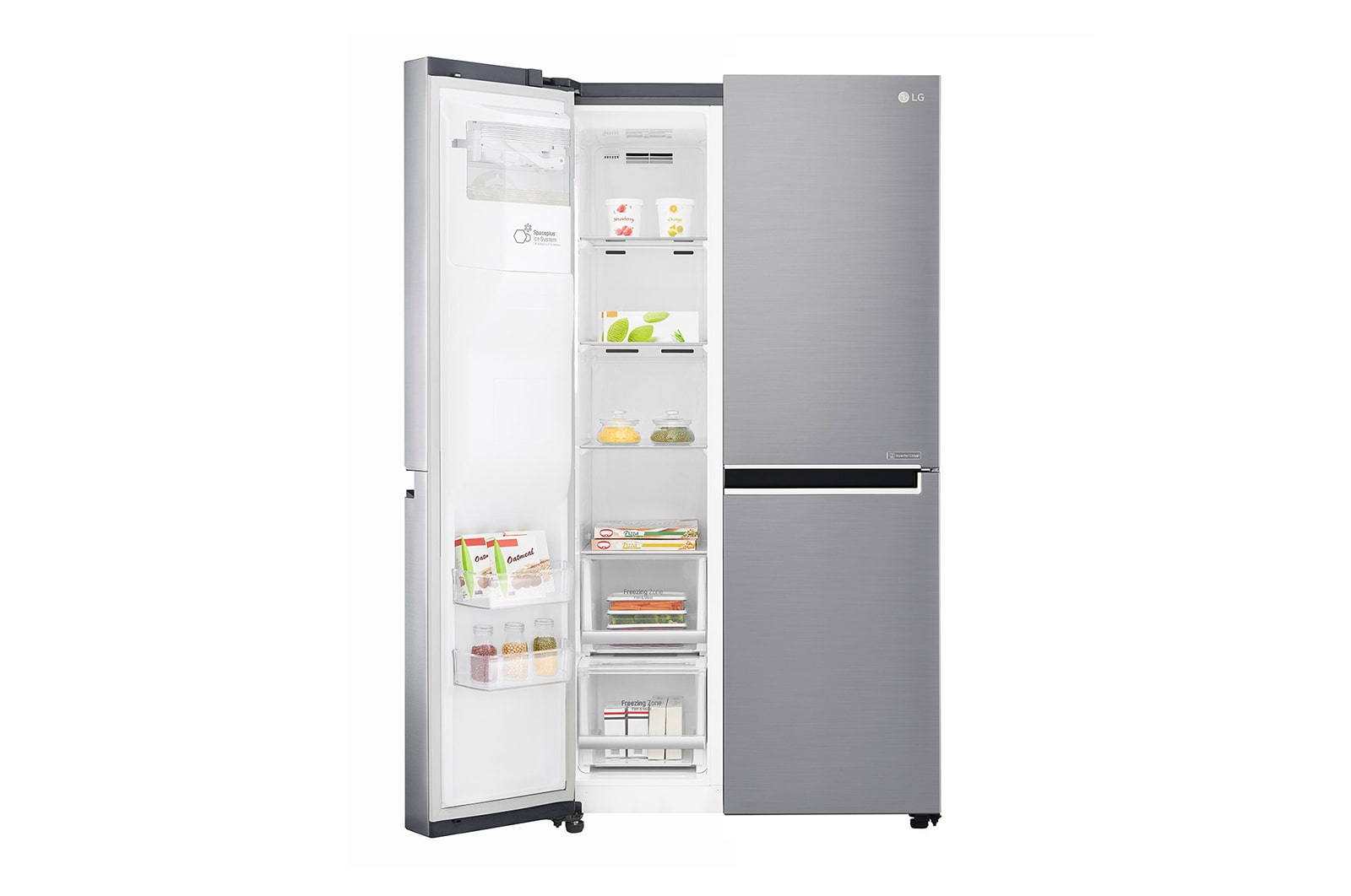LG 625L Side by Side (Shiny Steel) - Is og vand dispenser Energiklasse F Vand-/isdispenser uden vandtilkobling, Smart Diagnosis™ med Wi-Fi, GSL761PZUZ