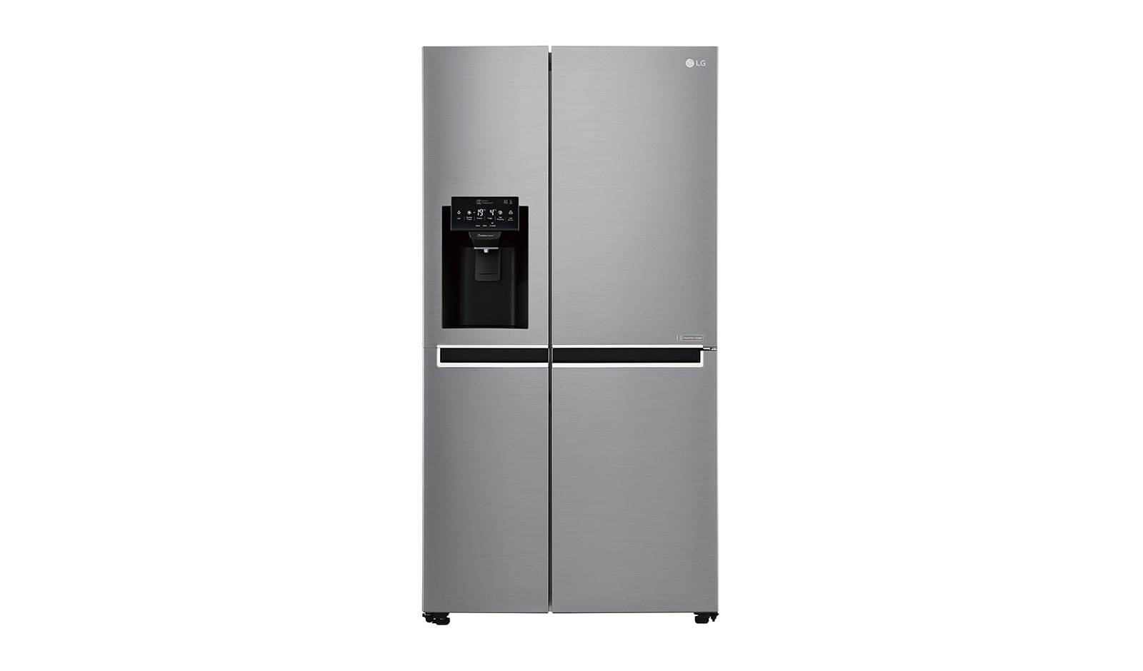Visning forfra af 625L Side by Side (Shiny Steel) Energiklasse F, Vand-/isdispenser uden vandtilkobling, Smart Diagnosis™ med Wi-Fi GSL761PZXV