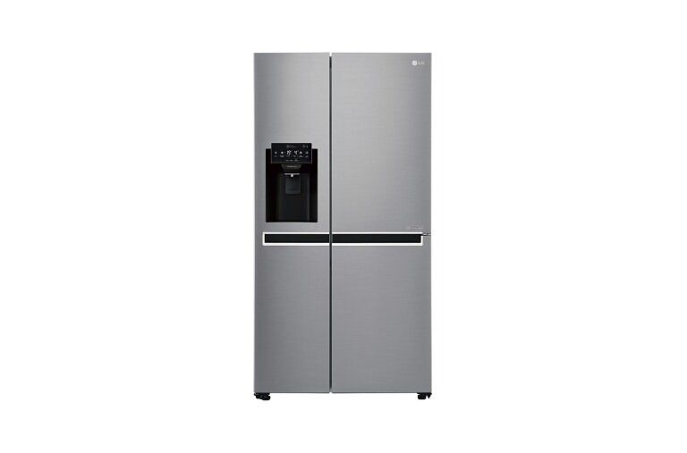 Visning forfra af 625L Side by Side (Shiny Steel) Energiklasse F, Vand-/isdispenser uden vandtilkobling, Smart Diagnosis™ med Wi-Fi GSL761PZXV