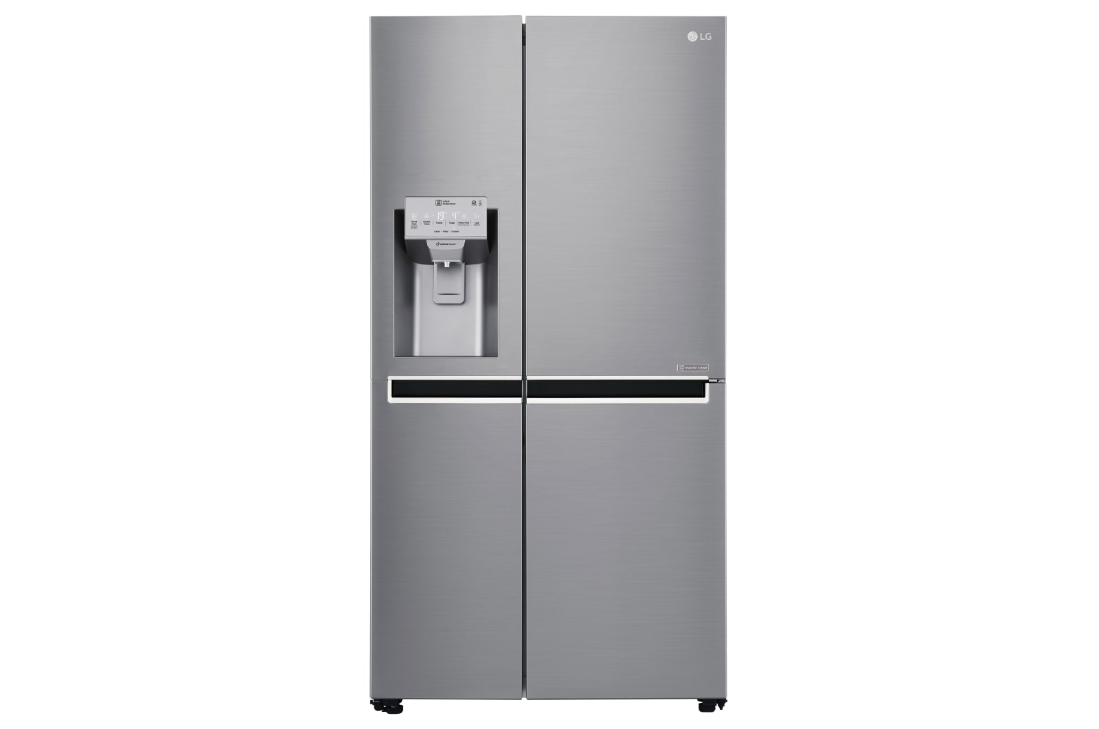 Visning forfra af 625L Side by Side (Shiny Steel) - Is og vand dispenser Energiklasse F Plumbing, Smart Diagnosis™ med wifi GSL960PZBZ