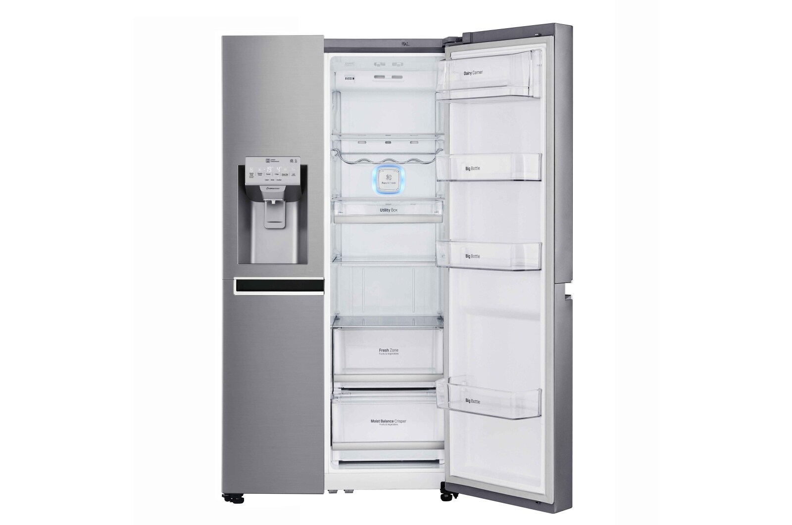 LG 625L Side by Side (Shiny Steel) - Is og vand dispenser Energiklasse F Plumbing, Smart Diagnosis™ med wifi, GSL960PZBZ