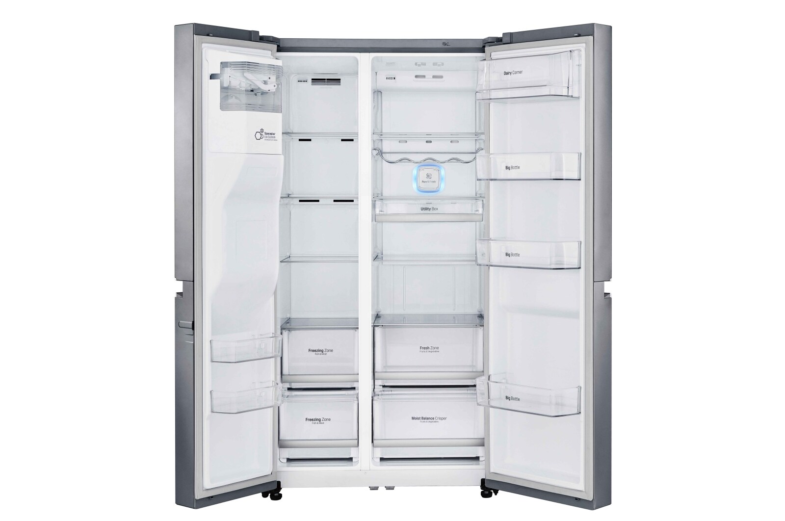 LG 625L Side by Side (Shiny Steel) - Is og vand dispenser Energiklasse F Plumbing, Smart Diagnosis™ med wifi, GSL960PZBZ
