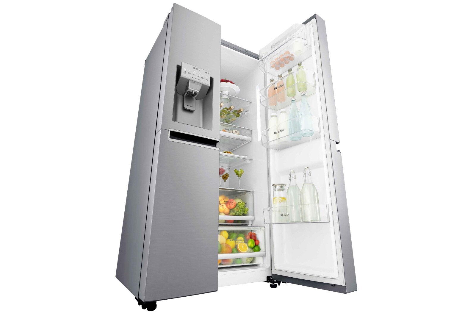 LG 625L Side by Side (Shiny Steel) - Is og vand dispenser Energiklasse F Plumbing, Smart Diagnosis™ med wifi, GSL960PZBZ