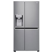 Visning forfra af 625L Side by Side (Shiny Steel) - Is og vand dispenser Energiklasse F Plumbing, Smart Diagnosis™ med wifi GSL960PZBZ