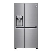 Visning forfra af 625L Side by Side (Shiny Steel), Is og vand dispenser, Energiklasse F, Vand-/isdispenser med vandtilkobling, Smart Diagnosis™ med Wi-Fi GSL960PZUZ