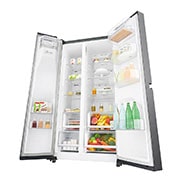 LG 625L Side by Side (Shiny Steel), Is og vand dispenser, Energiklasse F, Vand-/isdispenser med vandtilkobling, Smart Diagnosis™ med Wi-Fi, GSL960PZUZ