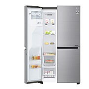 LG 625L Side by Side (Shiny Steel), Is og vand dispenser, Energiklasse F, Vand-/isdispenser med vandtilkobling, Smart Diagnosis™ med Wi-Fi, GSL960PZUZ