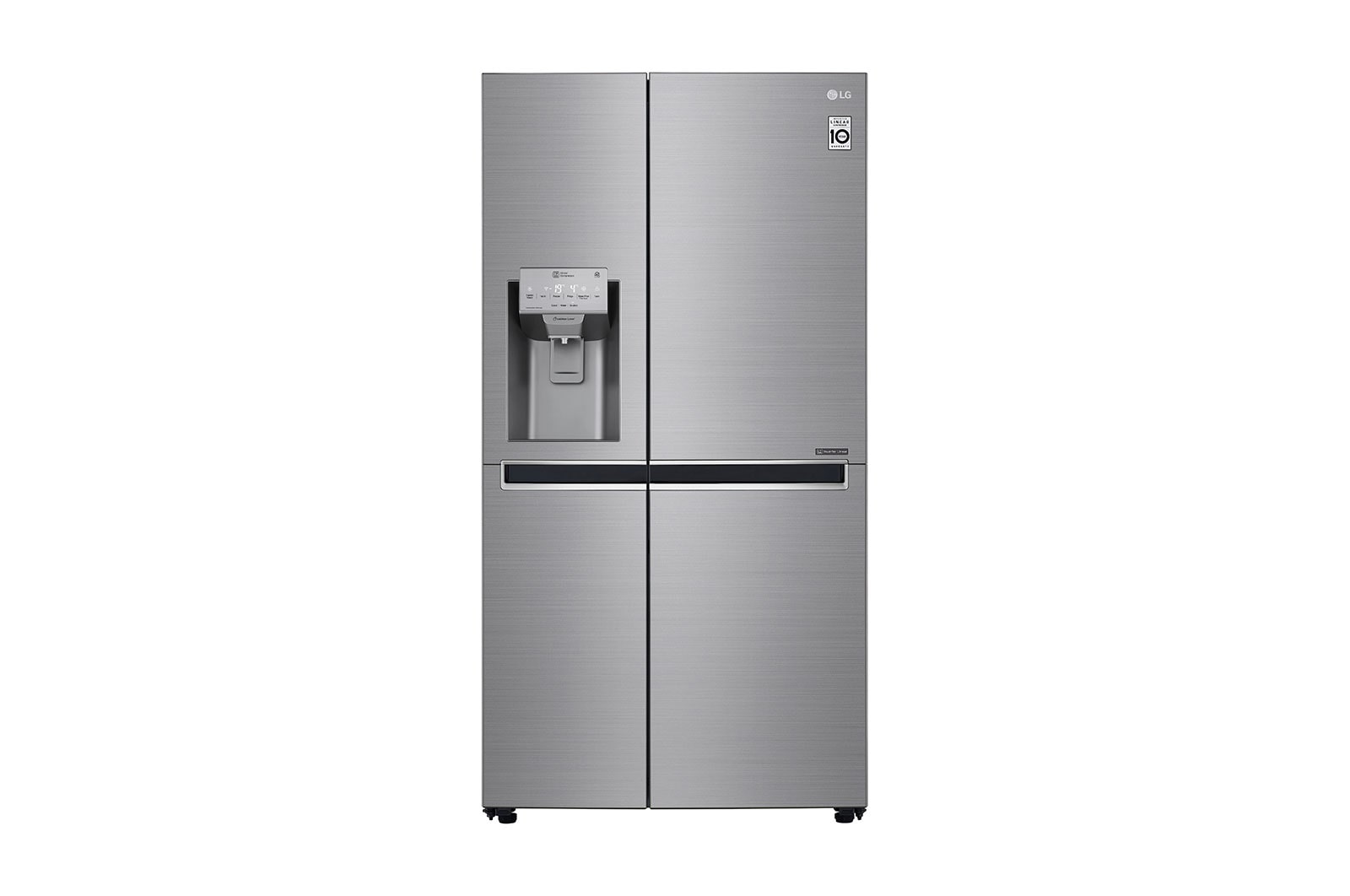 Visning forfra af 625L Side by Side (Shiny Steel), Is og vand dispenser, Energiklasse F, Vand-/isdispenser med vandtilkobling, Smart Diagnosis™ med Wi-Fi GSL960PZUZ