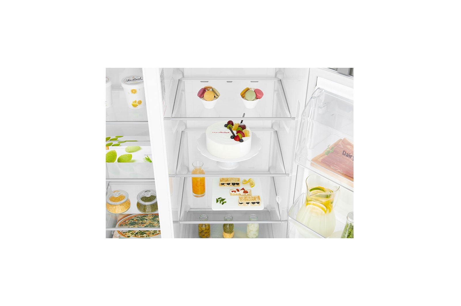 LG 625L Side by Side (Shiny Steel), Is og vand dispenser, Energiklasse F, Vand-/isdispenser med vandtilkobling, Smart Diagnosis™ med Wi-Fi, GSL960PZUZ