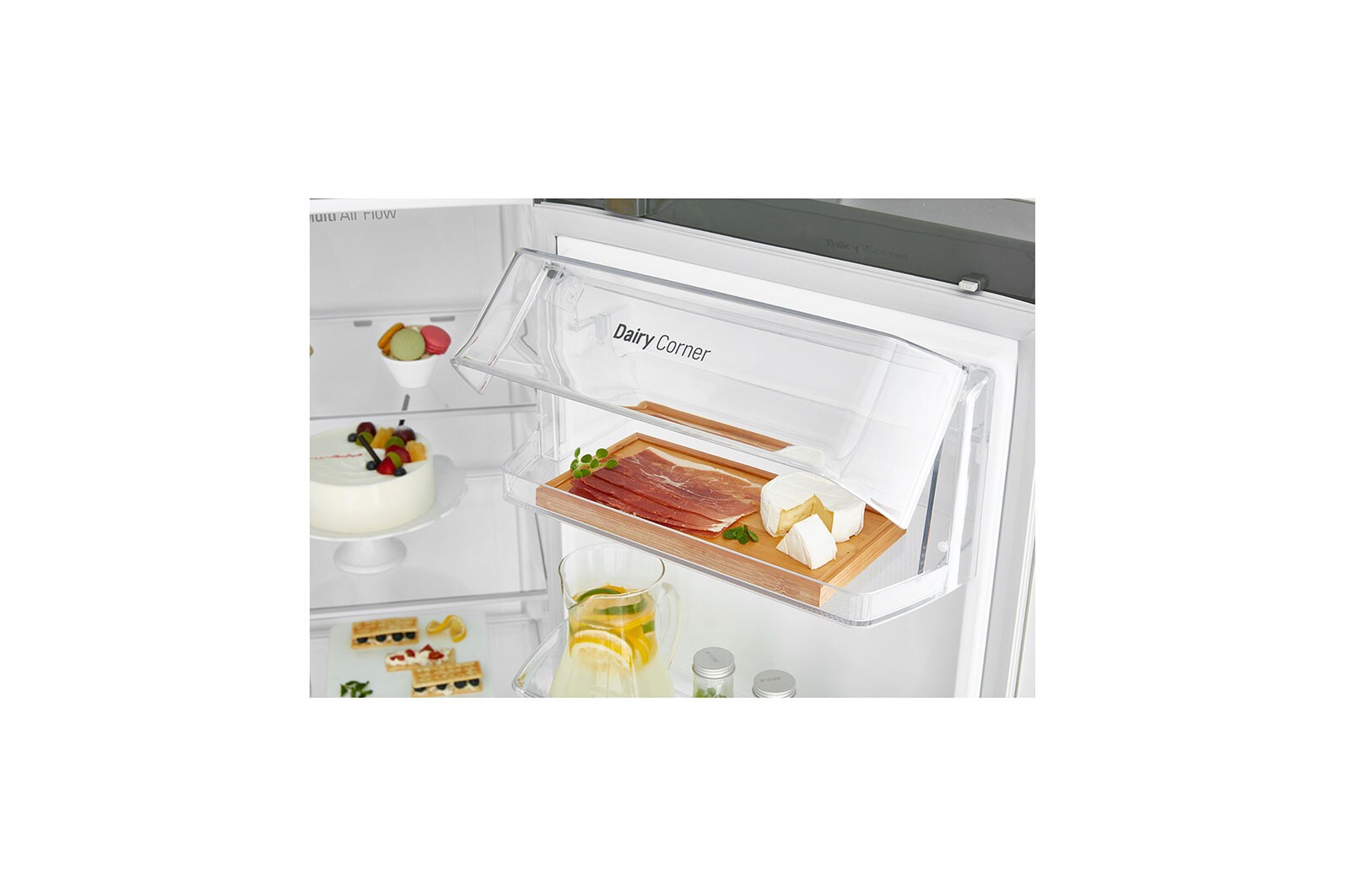 LG 625L Side by Side (Shiny Steel), Is og vand dispenser, Energiklasse F, Vand-/isdispenser med vandtilkobling, Smart Diagnosis™ med Wi-Fi, GSL960PZUZ