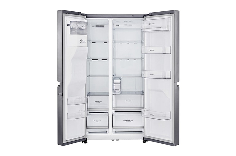LG 625L Side by Side (Shiny Steel) Energiklasse F, Vand-/isdispenser uden vandtilkobling, Smart Diagnosis™ med Wi-Fi, GSL961PZUZ