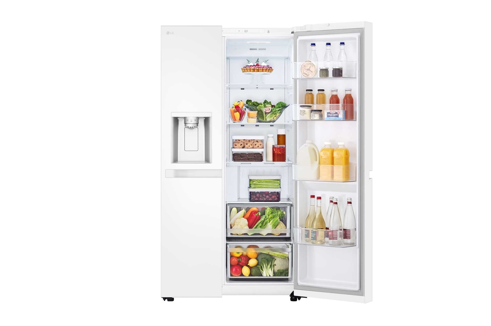 LG 638L Side by Side (Hvid), Energiklasse E, Vand-/isdispenser med vandtilkobling, Smart Diagnosis™, GSLC40SWPE
