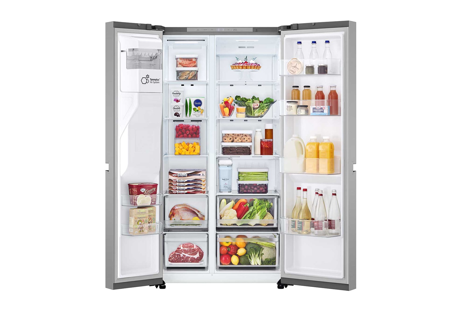 LG 641L Side by Side (Prime Silver), Energiklasse E, Vand-/isdispenser uden vandtilkobling, Smart Diagnosis™, GSLC41PYPE