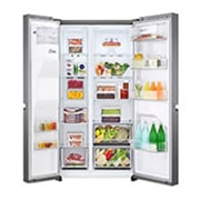 LG 634L Side by Side (Dark Graphite), Is og vand dispenser, Energiklasse F, Vand-/isdispenser med vandtilkobling, Smart Diagnosis™, GSLV30DSXM