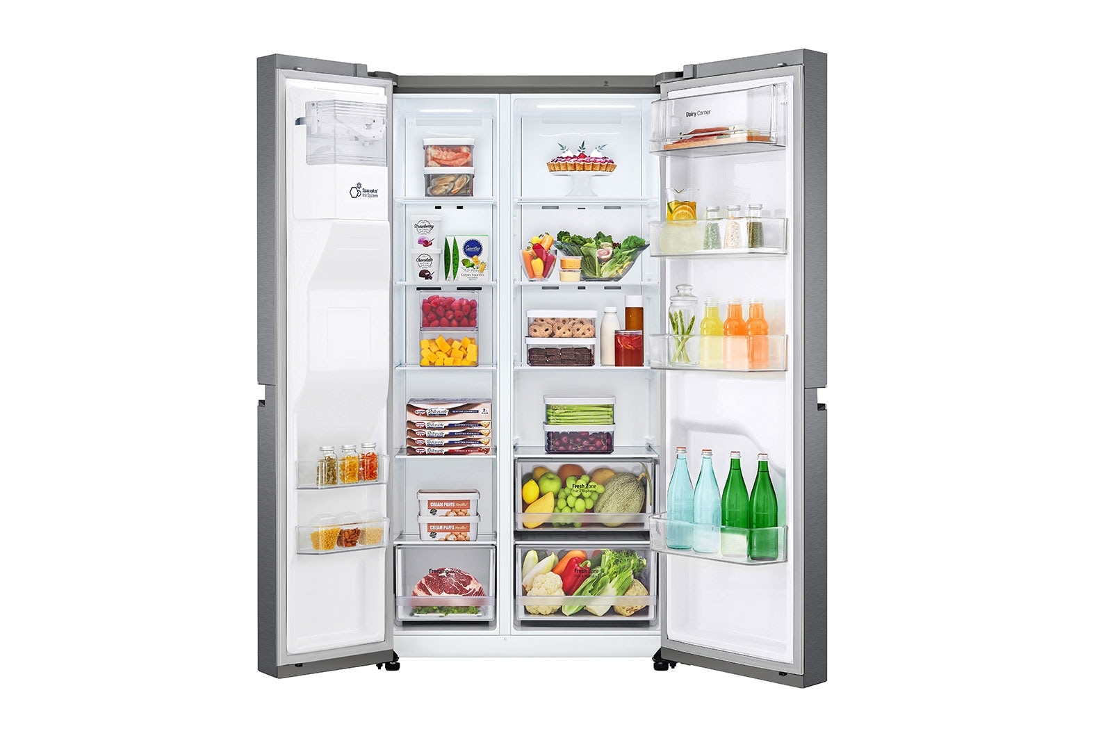 LG 634L Side by Side (Dark Graphite), Is og vand dispenser, Energiklasse F, Vand-/isdispenser med vandtilkobling, Smart Diagnosis™, GSLV30DSXM