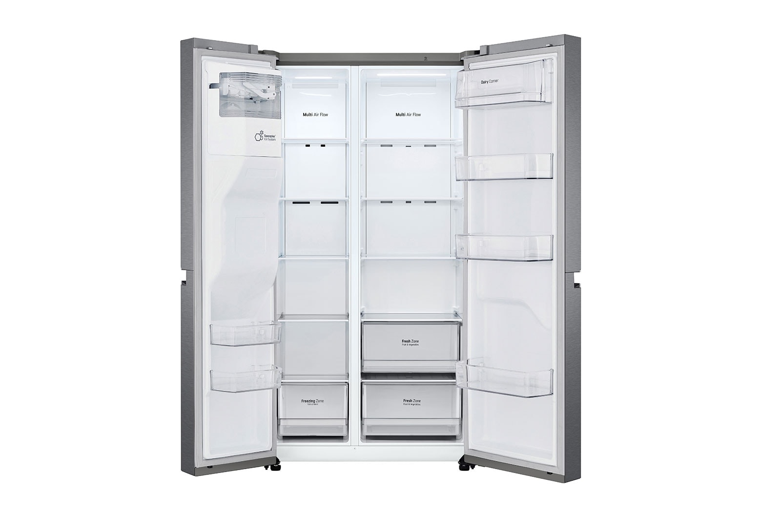 LG 634L Side by Side (Dark Graphite), Is og vand dispenser, Energiklasse F, Vand-/isdispenser med vandtilkobling, Smart Diagnosis™, GSLV30DSXM