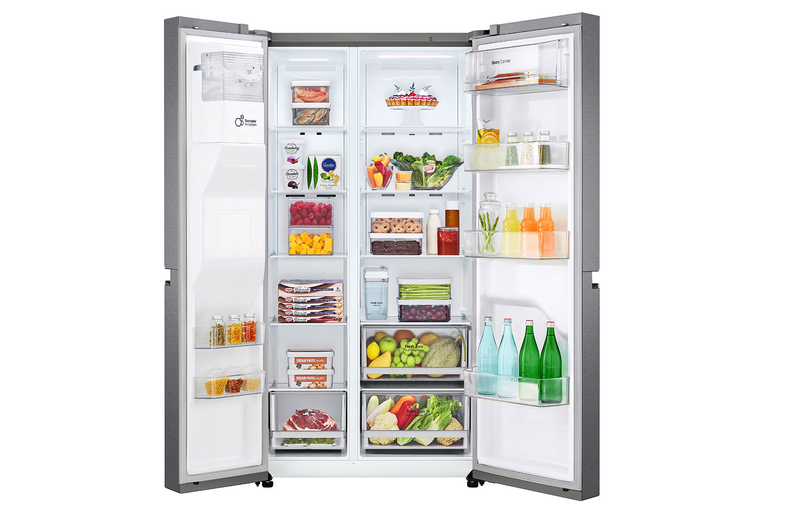 LG 634L Side by Side (Dark Graphite), Is og vand dispenser, Energiklasse E, Vand-/isdispenser uden vandtilkobling, Smart Diagnosis™, GSLV31DSXE