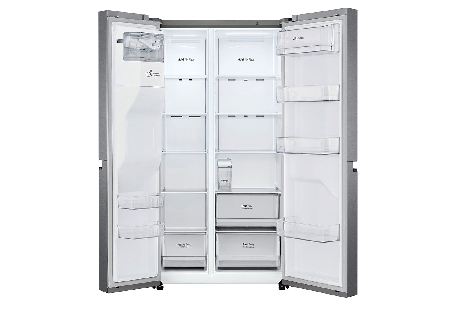 LG 634L Side by Side (Dark Graphite), Is og vand dispenser, Energiklasse E, Vand-/isdispenser uden vandtilkobling, Smart Diagnosis™, GSLV31DSXE