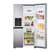 LG 635L Side by Side (Shiny Steel), Is og vand dispenser, Energiklasse F, Vand-/isdispenser med vandtilkobling, Smart Diagnosis™, GSLV50PZXM