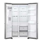 LG 635L Side by Side (Shiny Steel), Is og vand dispenser, Energiklasse F, Vand-/isdispenser med vandtilkobling, Smart Diagnosis™, GSLV50PZXM