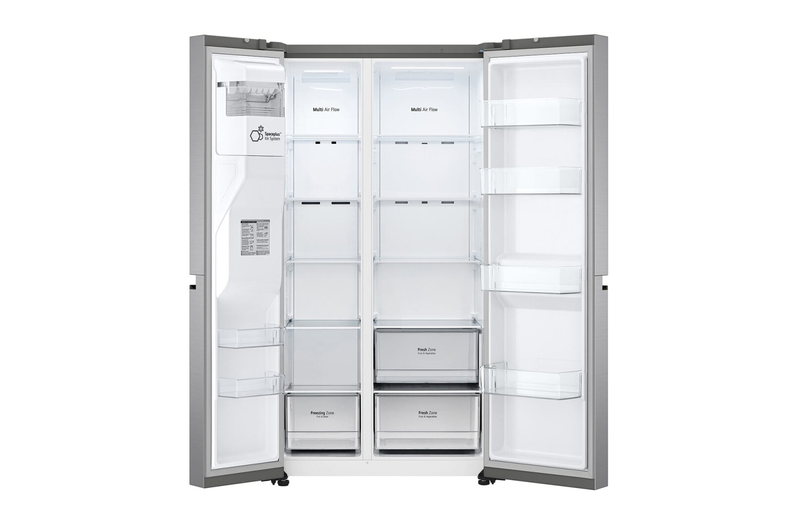 LG 635L Side by Side (Shiny Steel), Is og vand dispenser, Energiklasse F, Vand-/isdispenser med vandtilkobling, Smart Diagnosis™, GSLV50PZXM
