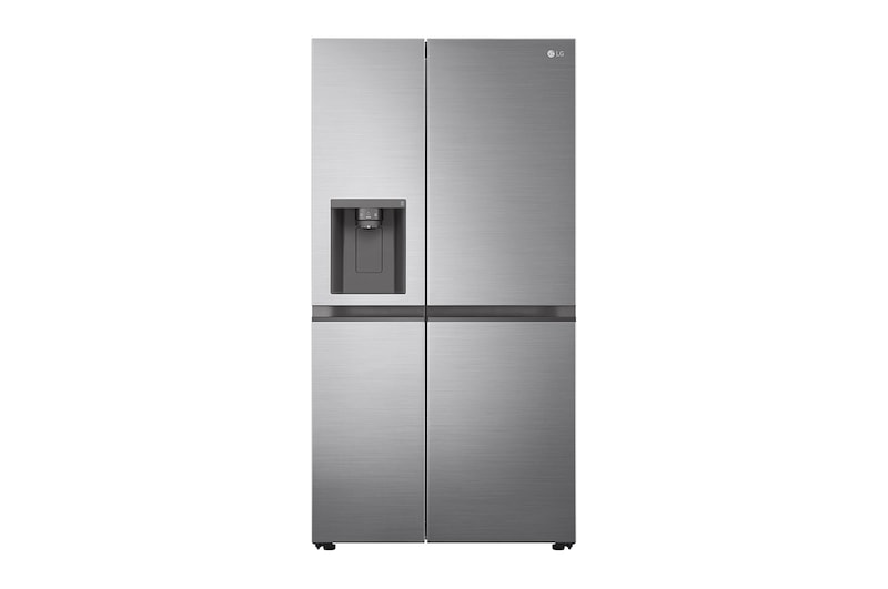 Visning forfra af 635L Side by Side (Shiny Steel), Energiklasse E, Vand-/isdispenser uden vandtilkoblingg, Smart Diagnosis™ GSLV51PZXE