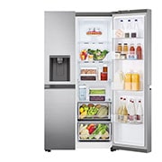 LG 635L Side by Side (Shiny Steel), Energiklasse E, Vand-/isdispenser uden vandtilkoblingg, Smart Diagnosis™ , GSLV51PZXE