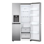 LG 635L Side by Side (Shiny Steel), Energiklasse E, Vand-/isdispenser uden vandtilkoblingg, Smart Diagnosis™ , GSLV51PZXE