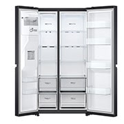 LG 635L Side by Side (Matte Black Stainless Steel), Energiklasse F, Vand-/isdispenser med vandtilkobling, Smart Diagnosis™ med Wi-Fi, GSLV70MCTM
