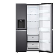 LG 635L Side by Side (Matte Black Stainless Steel), Energiklasse F, Vand-/isdispenser med vandtilkobling, Smart Diagnosis™ med Wi-Fi, GSLV70MCTM