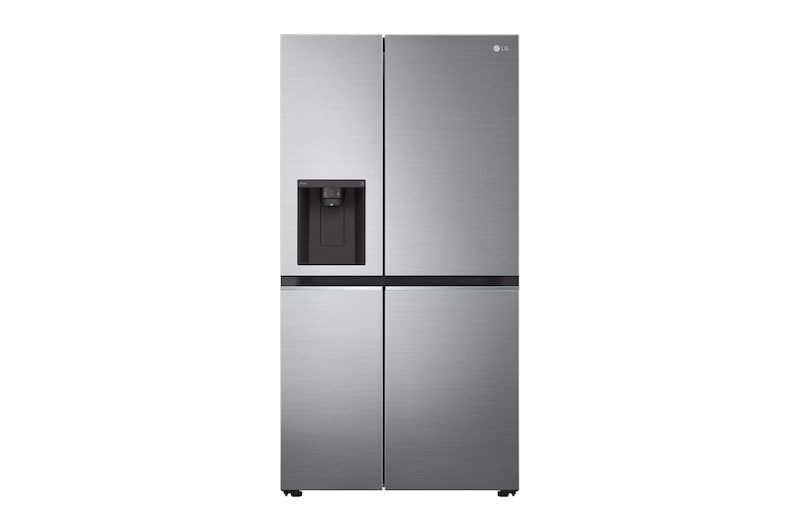 Visning forfra af 635L Side by Side (Shiny Steel), Is og vand dispenser, Energiklasse E, Vand-/isdispenser med vandtilkobling, Smart Diagnosis™ med Wi-Fi GSLV70PZLE